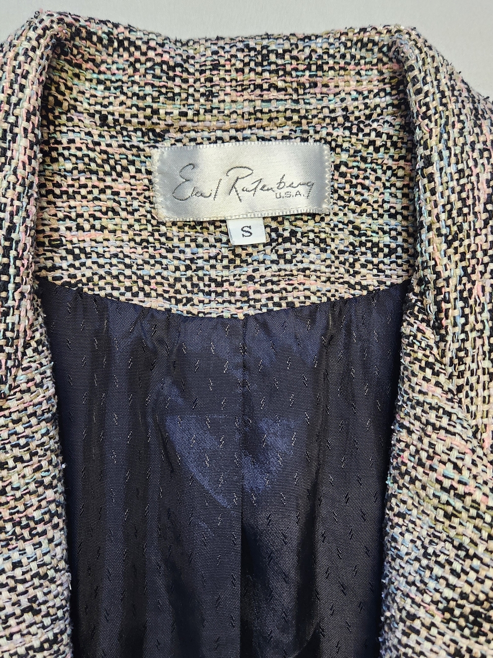 Vintage Earl Rutenberg Small MultiColor Handwoven Tweed Silk Blazer USA Heather - Picture 2 of 12